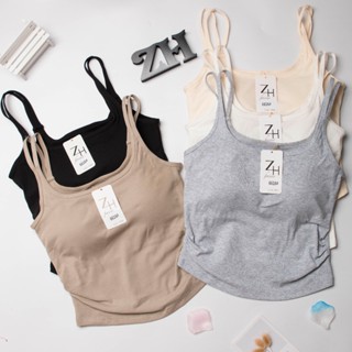 ZH.6616เสื้อครอปผ้าฝ้าย บราสายเดี่ยวฟองน้ำในตัว