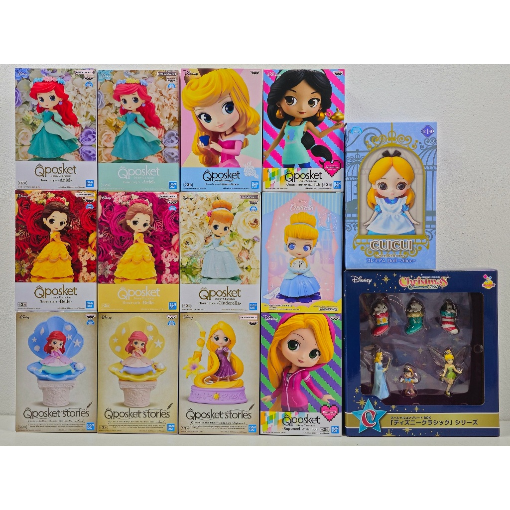 [ฟิกเกอร์แท้] Disney Characters - Rapunzel / Alice / Belle / Cinderella / Ariel / Jasmine - Q Posket (Bandai Spirits)
