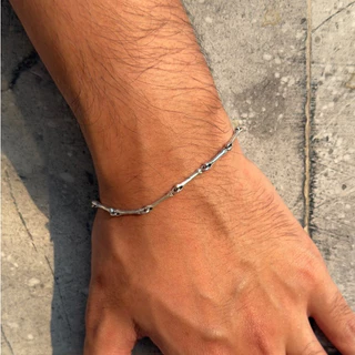 Marbella.bkk กำไลข้อมือ สร้อยข้อมือ เงินแท้ แบบโซ่ กระดูก รุ่น Bone Bracelet