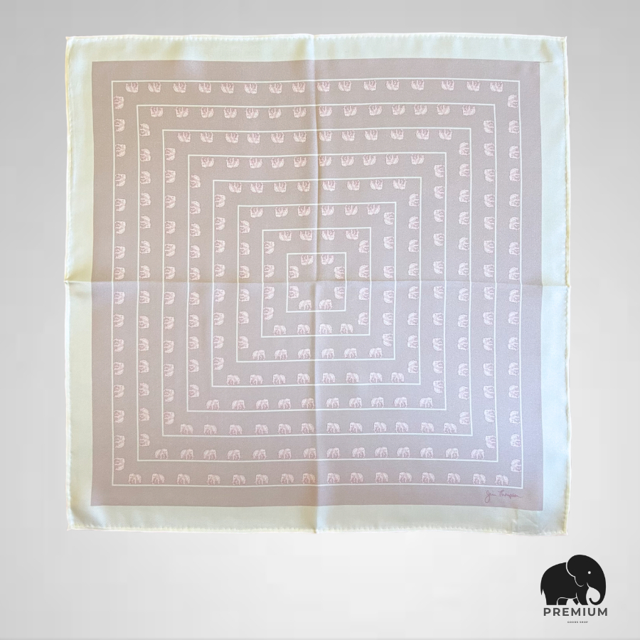 ผ้าเช็ดหน้าผ้าไหม จิม ทอมป์สัน  Silk handkerchief Jim Thompson สีชมพูโอลด์โรสอ่อน