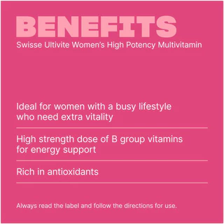 Swisse Ultivite Women's High Potency Multivitamin 40 Tablets เสริมสร้างความมีชีวิตชีวา สุขภาพกระดูก สุขภาพผิว