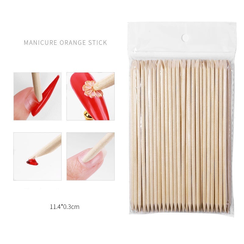 แท่งไม้ส้ม ไม้ดันหนัง 100ขิ้น/แพค ขนาดไซส์ 11.4 cm. อุปกรณ์ทำเล็บ