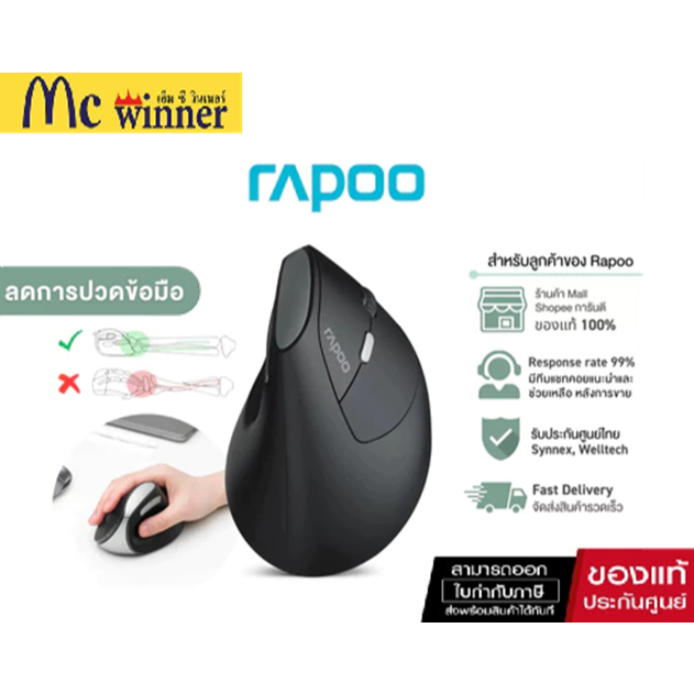 Rapoo รุ่น EV250 ไร้สายเชื่อมต่อผ่าน USB Wireless 2.4G Silent Wireless Optical Mouse (EV250-BK) เม้า