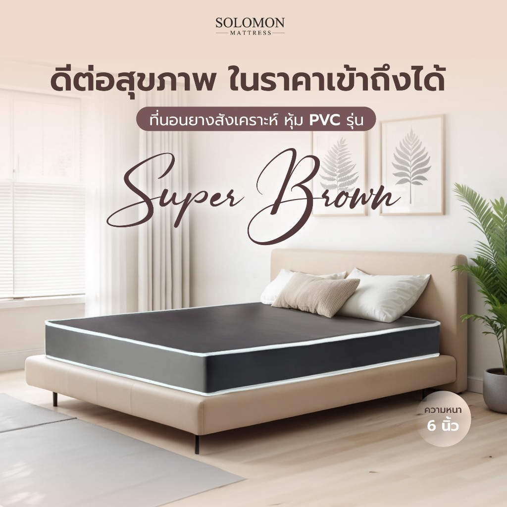SOLOMON ที่นอนยางสังเคราะห์ หนา6นิ้ว รุ่น Super Brown