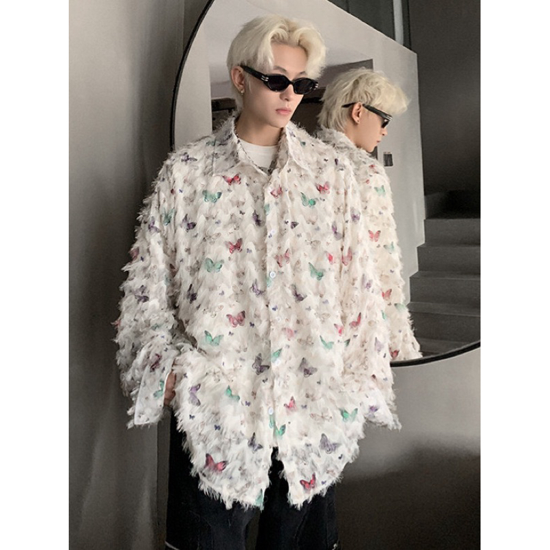 พร้อมส่ง เสื้อเชิัตแขนยาว ลายผีเสื้อ ( C510 )