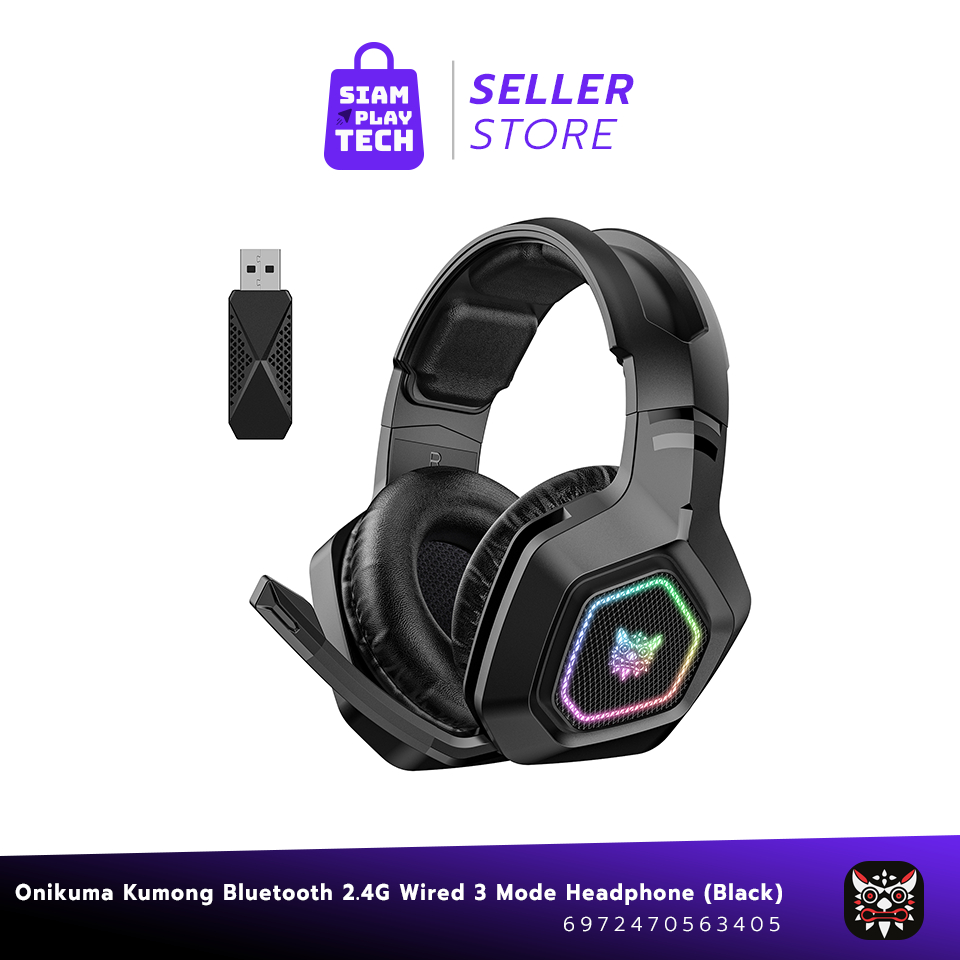 Onikuma Kumong Gaming Headphone หูฟังเกมมิ่ง 3 โหมด Bluetooth 5.3 / 2.4G / AUX 3.5mm.