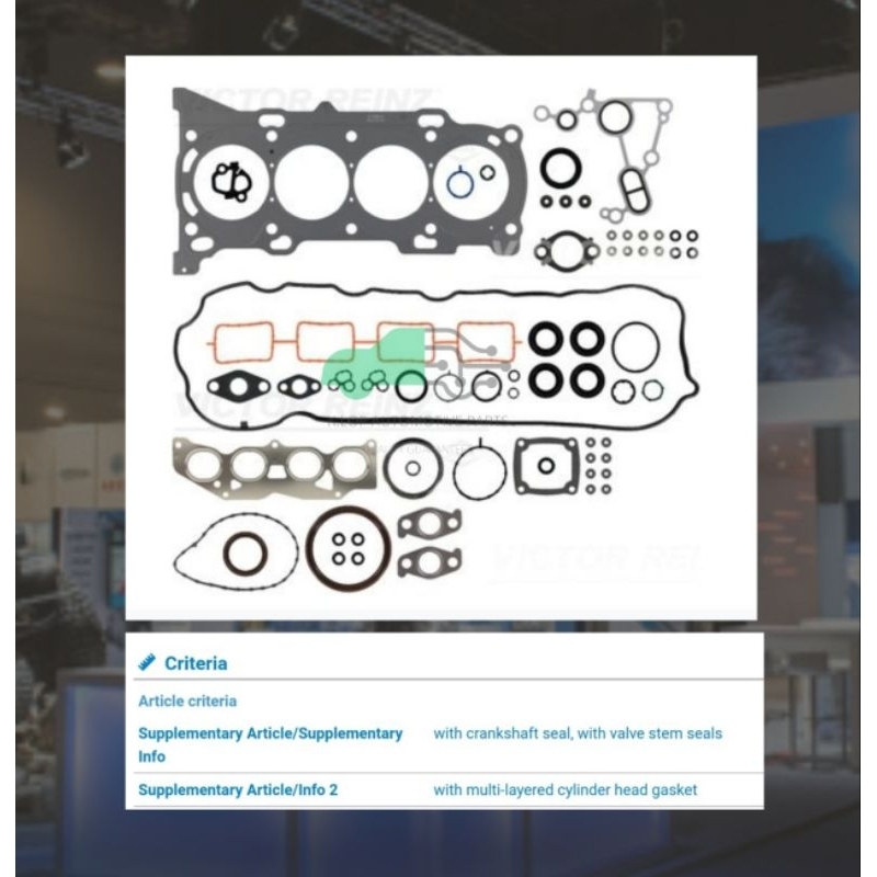 01 10065 01 ประเก็นชุดใหญ่ (Victor Reinz เยอรมัน) Toyota Camry AVV50, Harrier 2AR-FXE