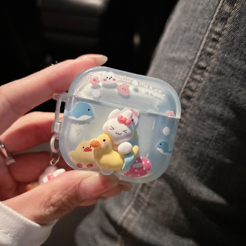 เป็ดกระต่าย เคสหูฟัง 1/2/gen2 เคสใสการ์ตูนนูน Airpods เคสหูฟังบลูทูธ เคสหูฟังไร้สาย pro pro2  gen gen2 gen3 Airpods4 - รูปที่ 3