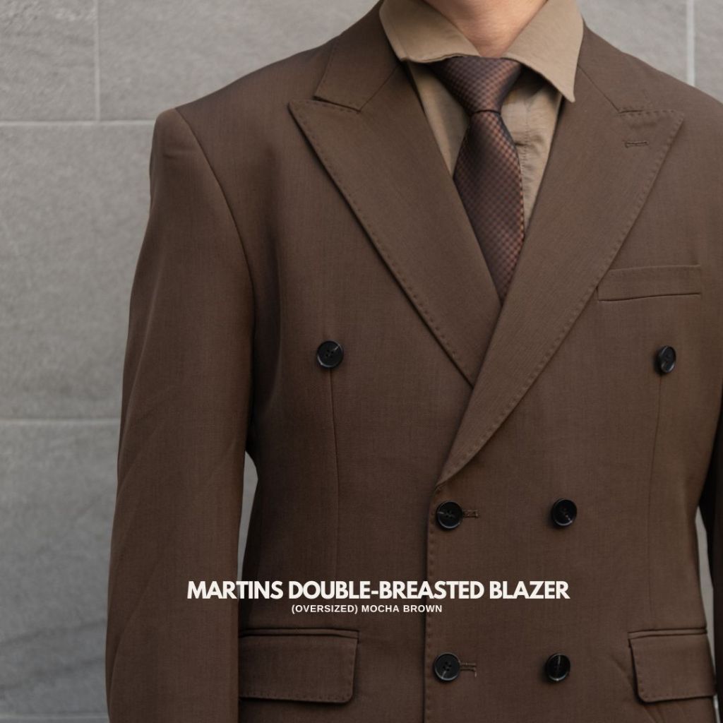 CU รุ่น Martin's Double-Breasted Blazer เสื้อสูท เสื้อเบลเซอร์ สี MOCHA BROWN oversize สูท6กระดุม