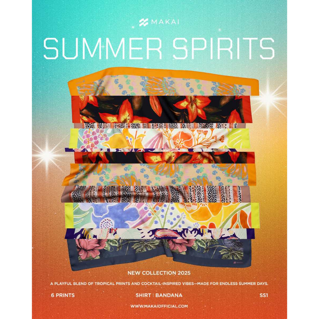 MAKAI Bandana Summer Spirits 2025 SS1 - ผ้าโพก size 75x75 cm