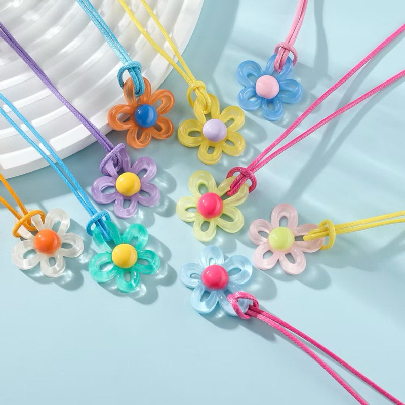 สร้อยคอเชือกจี้ดอกไม้ โบฮีเมียน เครื่องประดับแฟชั่นDIY วันสงกรานต์ เที่ยวทะเล ชิคๆ
