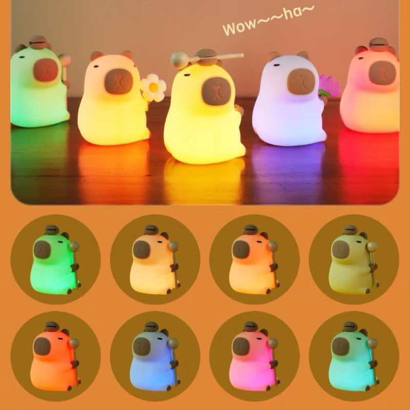 (สินค้าเข้าใหม่พร้อมส่ง) โคมไฟน่ารักคาปิบาร่า ปรับไฟได้ 7 สี สำหรับแต่งห้องนอน ของแต่งห้อง ของขวัญ