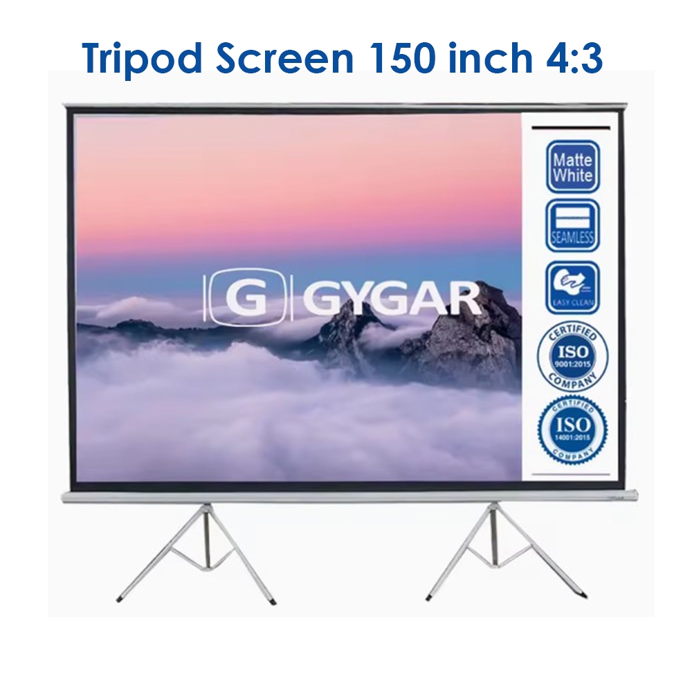 Gygar Tripod Screen 150 นิ้ว 4:3 จอขาตั้ง (96x120 inch) (244x305 cm) จอโปรเจคเตอร์ สำหรับฉาย Project