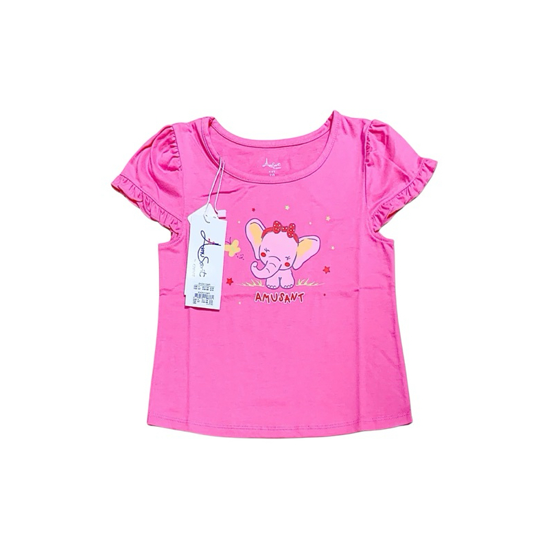 Enfant Amusant New Collection เสื้อยืดเด็ก เสื้อคอกรม สีชมพู สำหรับเด็ก อายุ24เดือน-5ปี