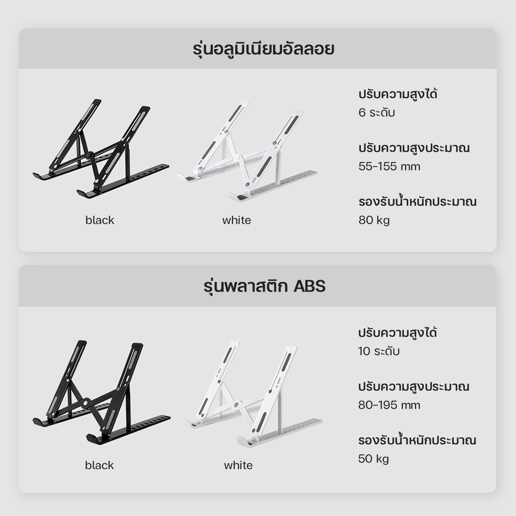แท่นวางโน๊ตบุ๊ค ขาตั้งไอแพด พับเก็บได้ อลูมิเนียม ที่วางไอแพด ระดับ รองรับจอ ปรับได้