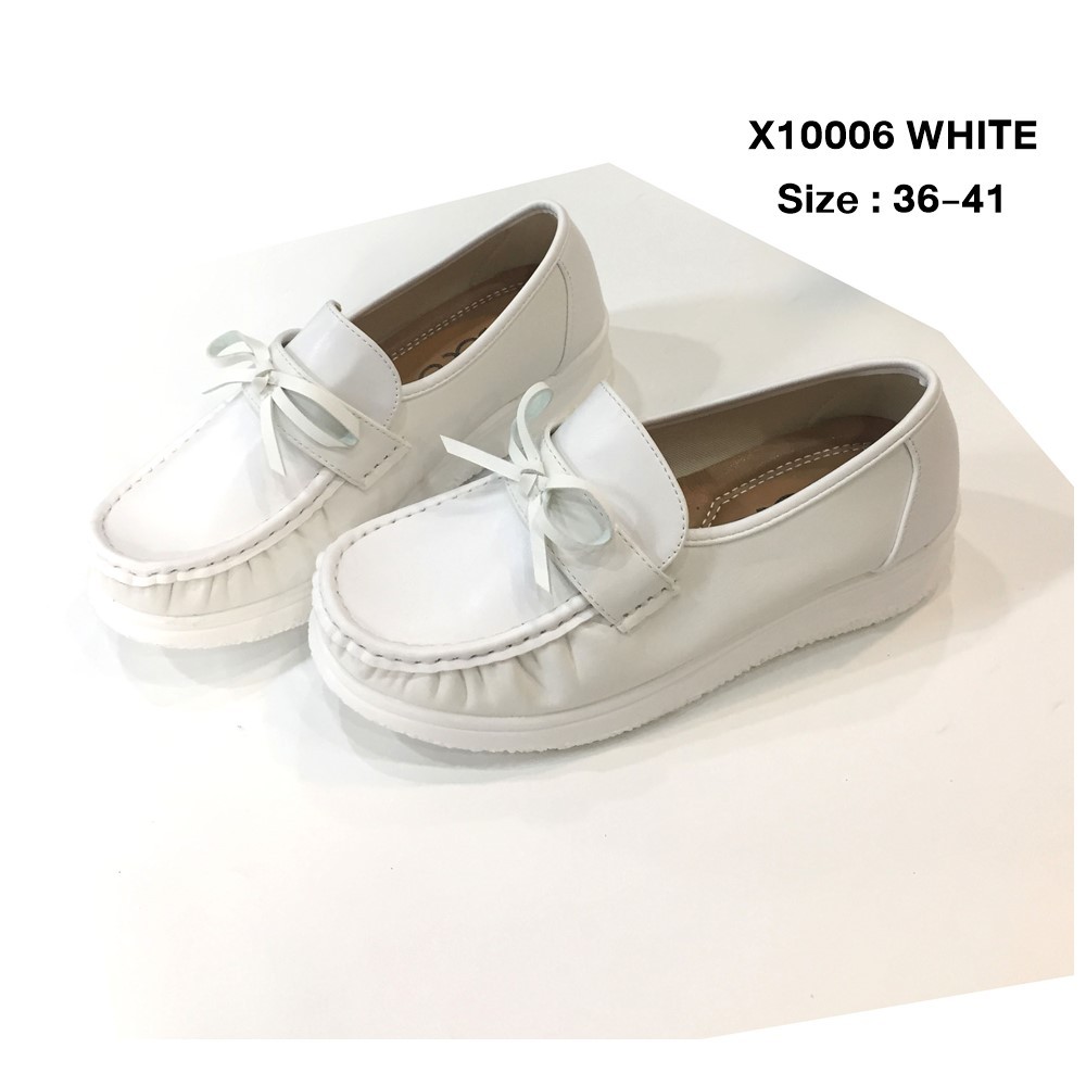 prettycomfort รองเท้าเพื่อสุขภาพ พยาบาล วัสดุหนังพียูคุณภาพใกล้เคียงหนังแท้ X10006 เล็กกว่าปกติ1ไซส์