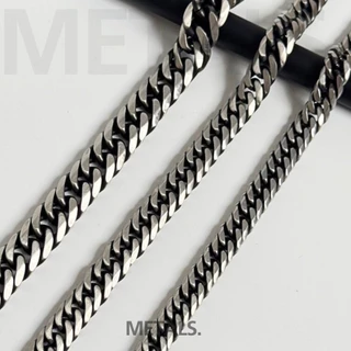 METALS สร้อยข้อมือเลส รุ่นตัดเหลี่ยม สีเลสดำด้าน สแตนเลส (WATERPROOF) B02-01