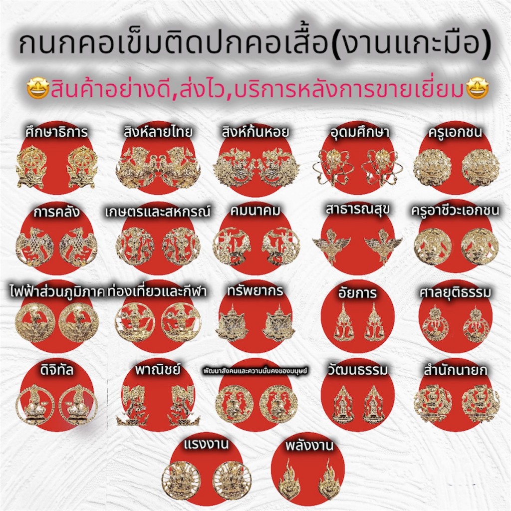 ⚡️ส่งเร็ว⚡️กนกคอกระทรวง เข็มติดปกคอเสื้อ (สินค้าแกะมือ)