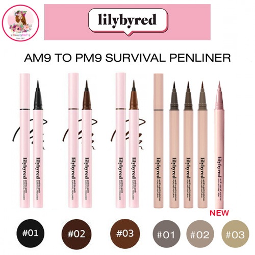 Lilybyred am9 to pm9 Survival / Natural Penliner  0.6g  เส้นคมชัด ติดทน กันน้ำ กันเหงื่อ  ไม่แพนด้า