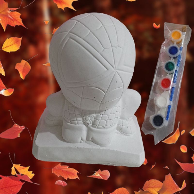 ตุ๊กตาระบายสไปเดอร์แมน ระบายสีปูนปลาสเตอร์