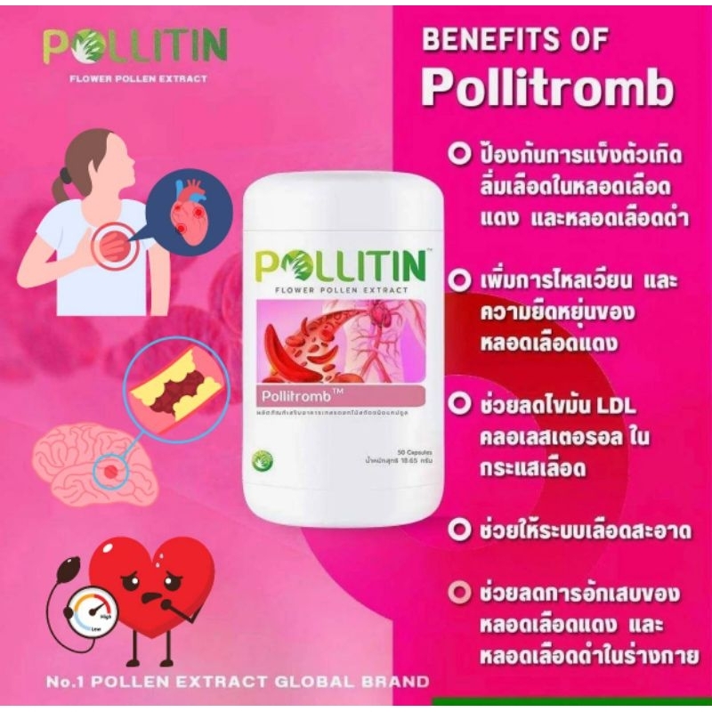 🏅ของแท้💗Pollitromb​ ไขมันสูง ลดไขมัน ความดัน โรคหัวใจ คอเรสเตอรอล พอลลิติน pollitin​ พอลลิ​ติน​ของแท้