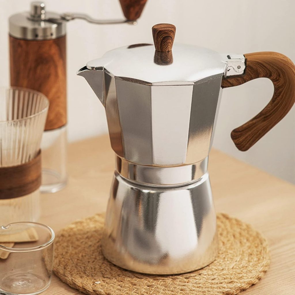 แบบพกพา กาต้มกาแฟ เครื่องชงกาแฟ อลูมิเนียม moka pot หม้อชงกาแฟแบบมอกา มก้าพอท 3 คัพ และ 6 คัพ แปดเหลี่ยมเครื่องชงกาแฟ