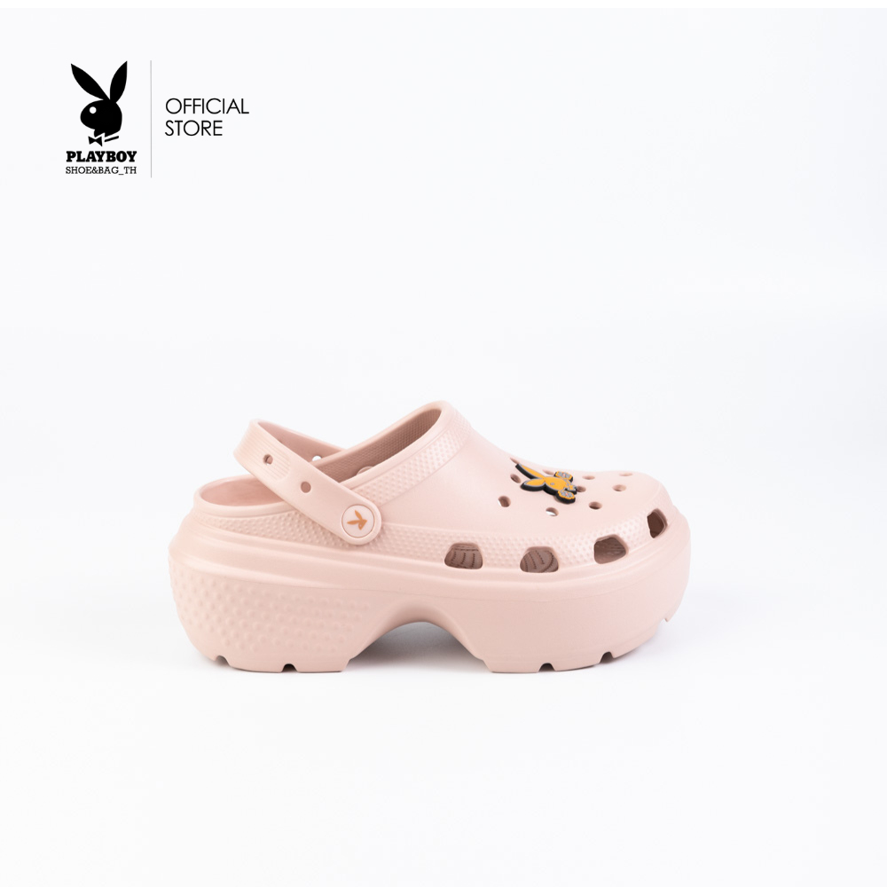 PLAYBOY รุ่น Bunny Clogs รองเท้าแตะหัวโตเปิดส้น รหัส ST-HS251C130 ดีไซน์ รองเท้าทรง Clogs แต่ง Jibbitz กระต่าย มี 2 สี