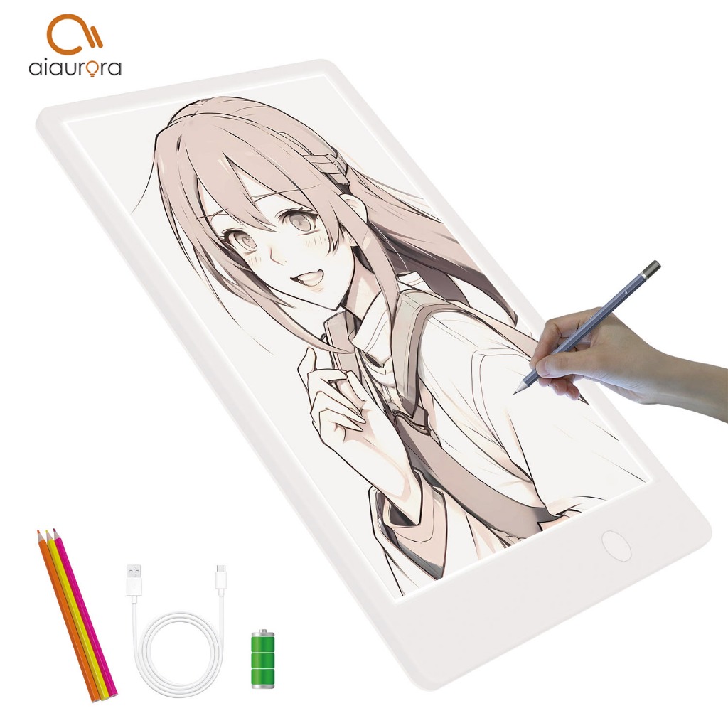 LED สำหรับงานศิลปะ A4 แบตเตอรี่ในตัว กระดานวาดภาพ led หรี่แสงได้ 3 ระดับ Type-C ใช้ไฟจาก usb คัดลอกบอร์ด  led copy table