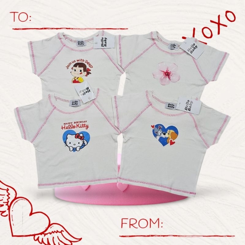 เสื้อครอปรุ่นแต่งตะเข็บ ป้าย Hello baby