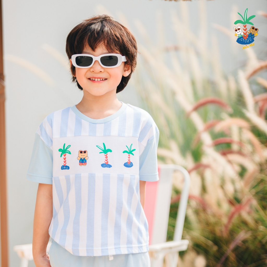 Mix Me เสื้อยืดคอกลม ลายทาง(Summer) แขนสั้น ผ้า JERSEY 100%Cotton เด็กชาย อายุ 1-7 ปี เสื้อผ้าเด็ก ร