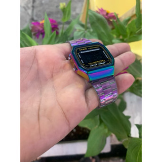 นาฬิกา casio ระบบติจิตอล สีไทเทงานสวยสายปรับขนาดได้ตามข้อมือ