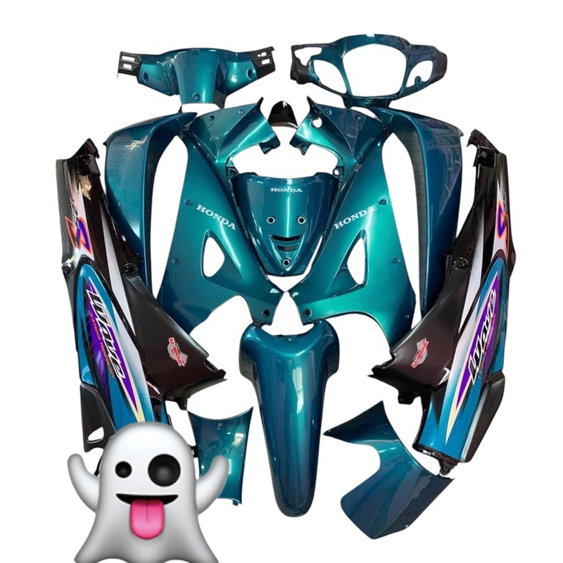 ชุดสี เวฟ 125S หัวเถิก รุ่นไมล์ดิจิตอล สีเขียวดำ ใต้เบาะตัดดำด้าน กุญแจกลม ติดสติกเกอร์เคลือบเงาแท้