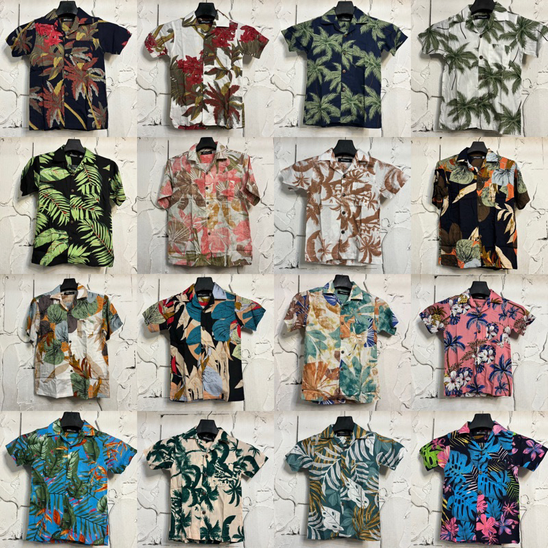 เสื้อเชิ้ตฮาวายเด็ก KIDS SHIRTS  ผ้าสปัน ลายดอก ไม่ร้อน นุ่มสบายผิว สินค้างานไทย ราคาถูก ใส่ได้ทั้งชายและหญิง