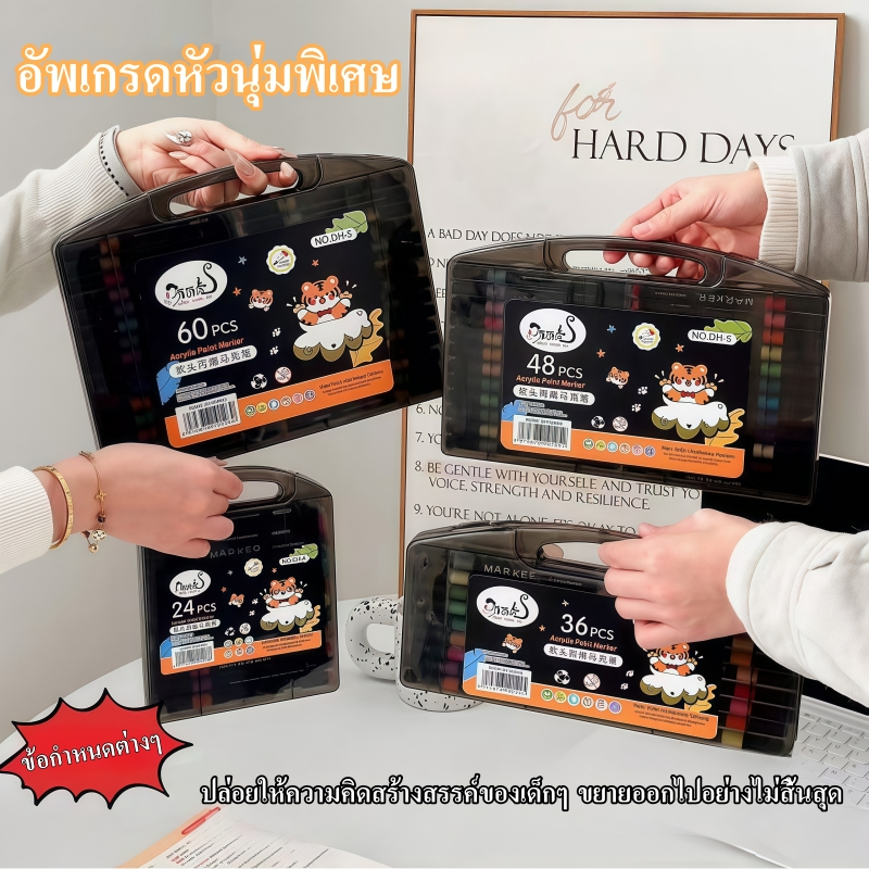 ปากกามาร์กเกอร์อะคริลิคชุด24สี36สี48สี60สี80สีวางซ้อนกันได้สีทึบแสงศิลปะปากกาสีน้ำ - รูปที่ 6