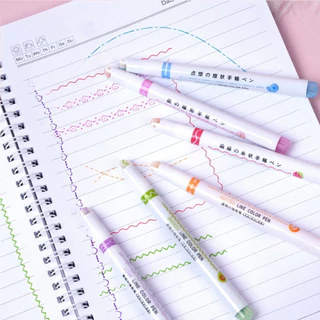 （6 ด้าม）ปากกามาร์กเกอร์ ไฮไลท์ Curve PENลูกกลิ้ง แบบเส้นคู่ ตกแต่ง DIY ไดอารี่ เน้นข้อความ เครื่องเขียนนักเรียนCurve Sha