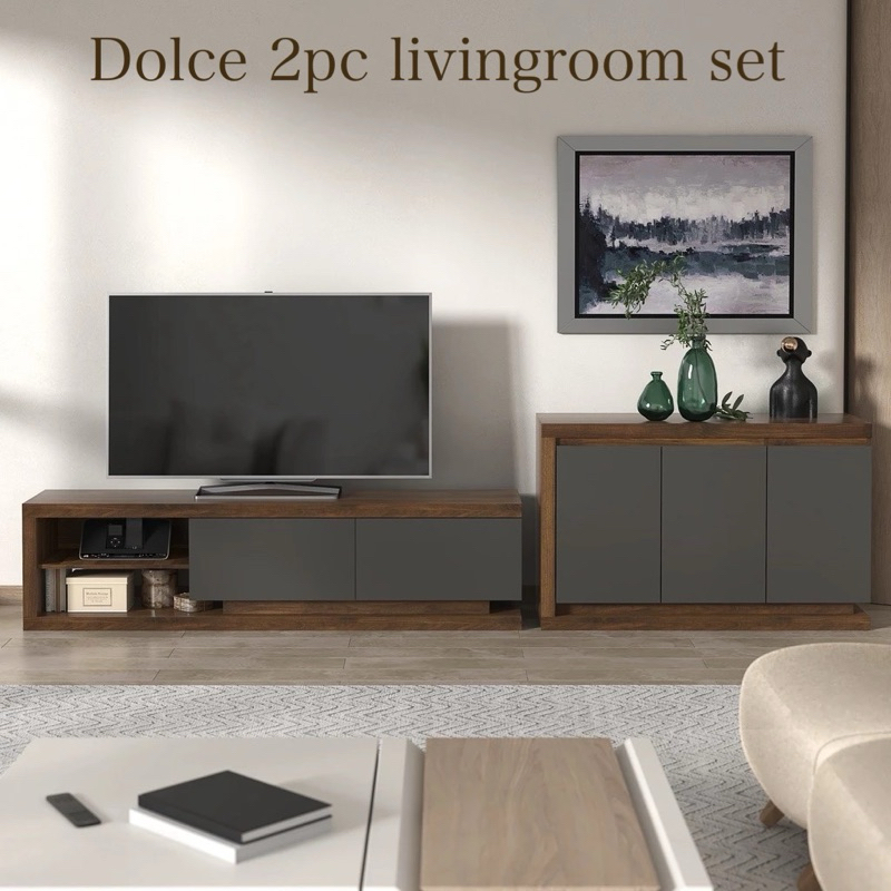 Tomato Home ชุดชั้นวางทีวีและตู้เก็บของ Dolce 2pc package  ราคาส่งประกอบในกทมและปริมณฑล |  มินิมอล