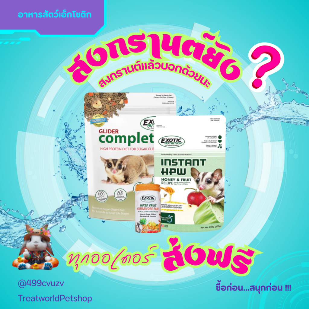 ชุดเซตอาหารขายดี สำหรับชูการ์ไกรเดอร์ สำหรับผู้เลี้ยงใหม่ !! Exotic Nutrition Glider Complete Deluxe