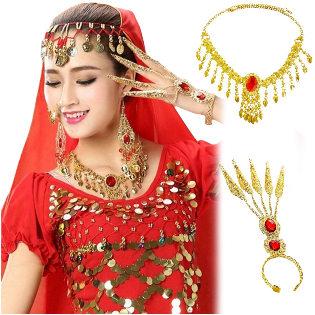 คูปองสุดคุ้ม！ ชุดสร้อยคอเต้นรําท้องสีทอง คัดหัว โซ่อุปกรณ์เต้นรําอินเดีย สร้อยอิสลาม ประดับเพชร แฟชั่นผู้หญิง - รูปที่ 4