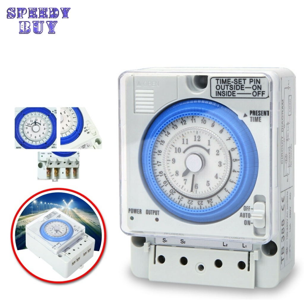220V Digital Timer Switch TB388 ไทม์เมอร์ นาฬิกาตั้งเวลา 24ชม รุ่น ตัวตั้งเวลา ใช้กำลังไฟ (TB388)