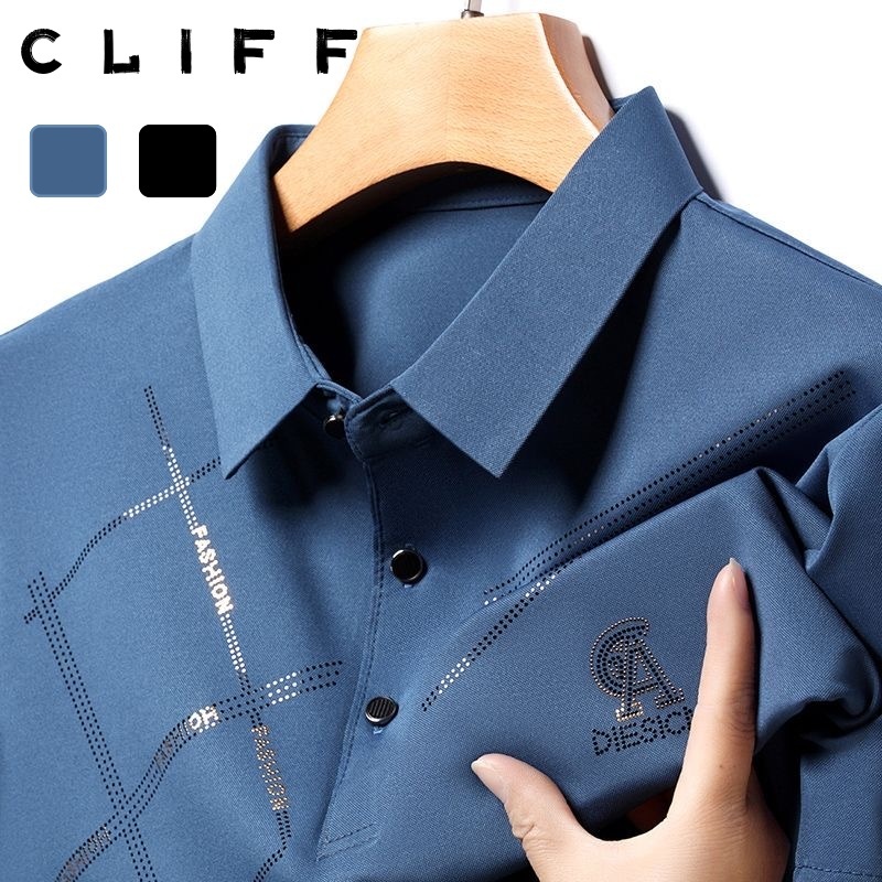 CLIFF เสื้อโปโลผู้ชาย ฤดูร้อนรุ่นใหม่ ธุรกิจเป็นผู้ใหญ่ ผ้าแห้งเร็ว เข้ารูป ลำลอง