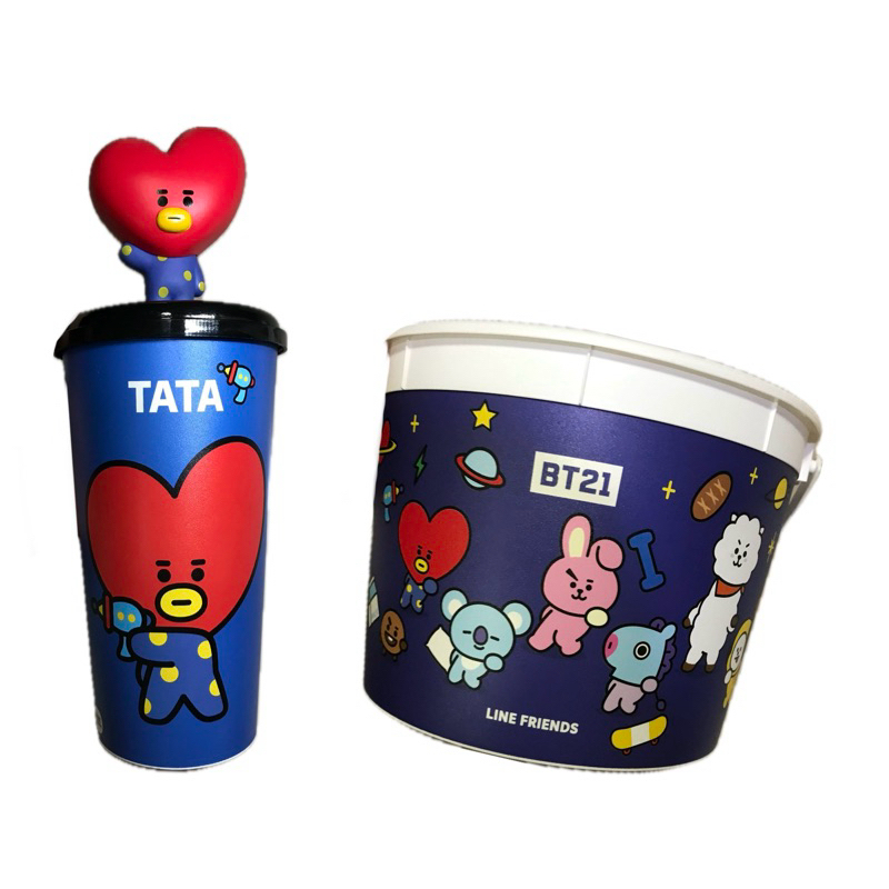 [พร้อมส่ง] แก้ว Tata และถังป็อปคอร์น BT21 ของโรงหนัง SF