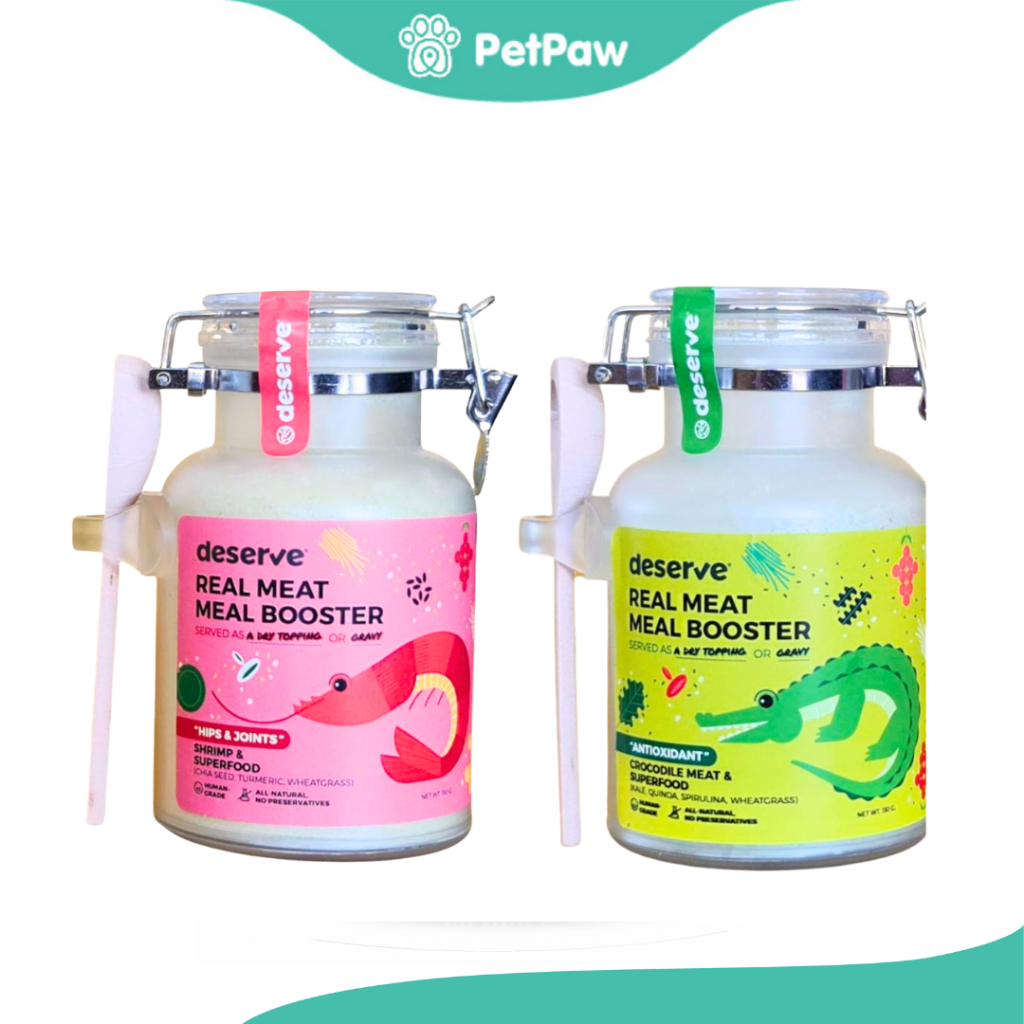 Deserve Real Meat Meal Booster  ดีเสิร์ฟผงโรยอาหารสำหรับสุนัขและแมว สูตรเนื้อกุ้ง และสูตรเนื้อจระเข้