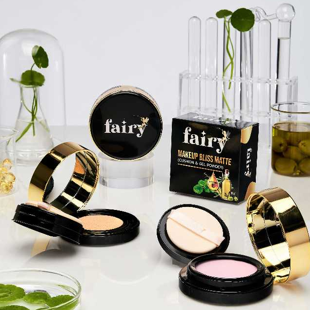 คุชชั่นเนื้อแป้งพร้อมเจลคุมมัน กันน้ำกันเหงื่อปกปิดเรียบเนียนกันแดดFAIRY BRAND MAKEUP BLISS MATTE(CUSHION & GEL POWDER)