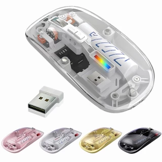 SANSONIC เมาส์ไร้สาย มีแบตในตัว Wireless Mouse ไร้เสียงคลิก โปร่งใสไร้สาย 3 ระดับ DPI 2.4G+Bluetooth 5.0 เมาส์บลูทูธ