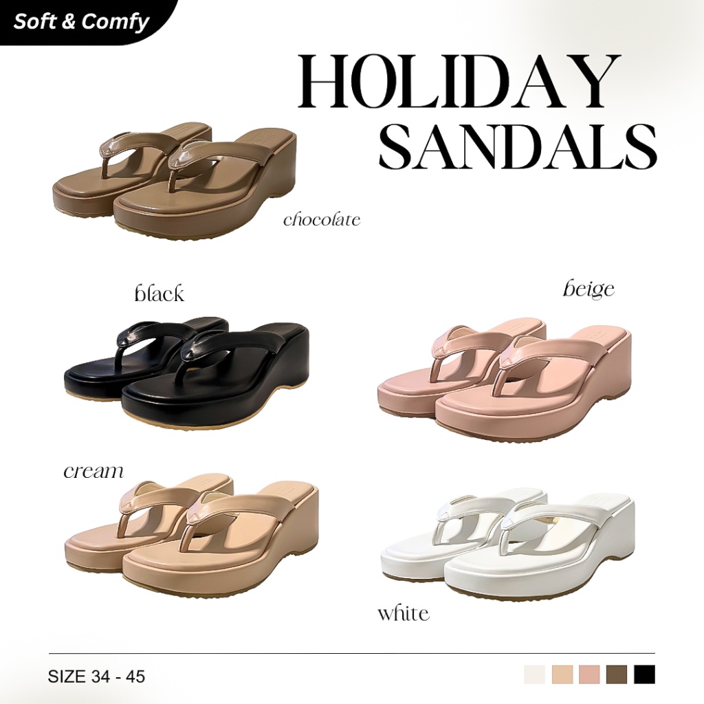 HOLIDAY SANDALS : White / Black / Cream / Chocolate