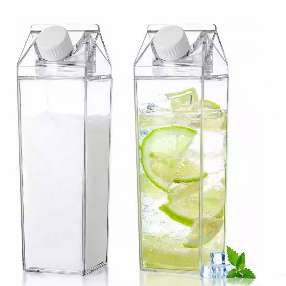 ขวดชาผลไม้ 500,750,1000ml.กระบอกชา ขวดใส่น้ำผลไม้ กล่องนมแก้วทรงสี่เหลี่ยมใสความจุขนาดใหญ่ ขวดชานมไข