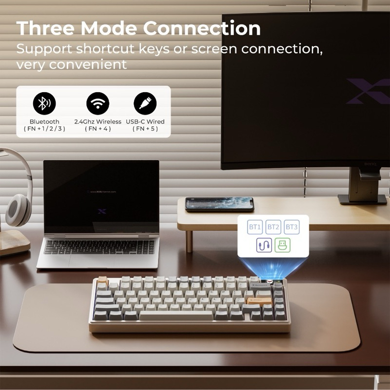 Xvx K75 Pro CNC อลูมิเนียมคีย์บอร์ด Hot Swap สวิทช์ Flex Cuts PCB พร้อม PBT Keycaps