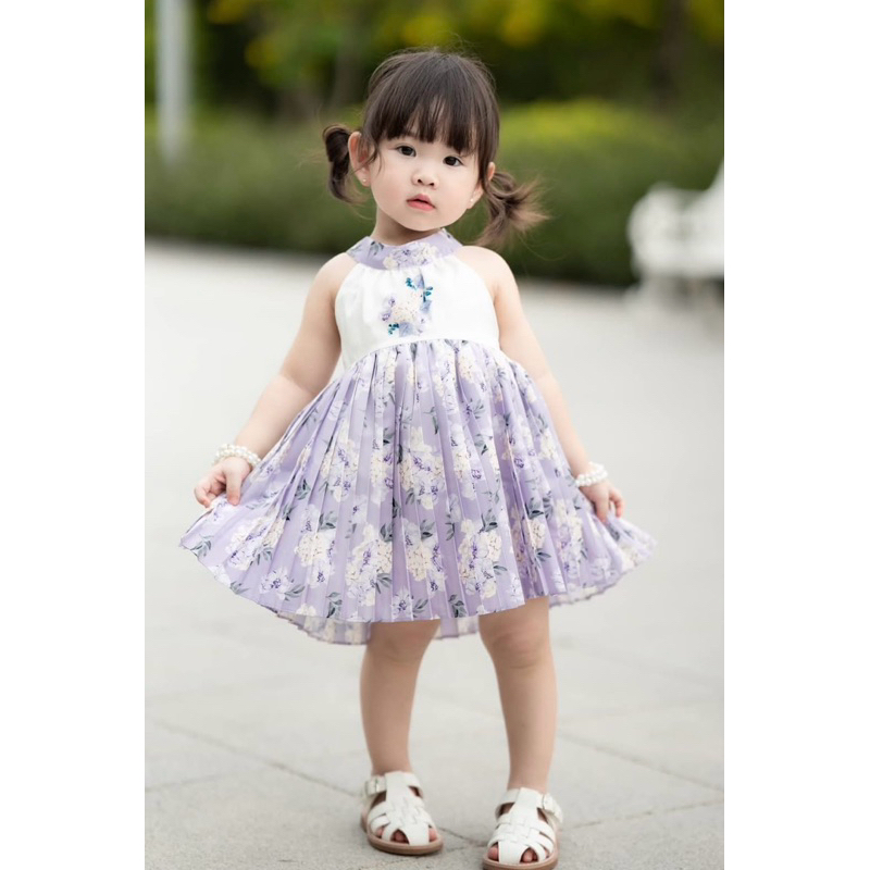 Funday kidswear (เดรสพลีท ม่วง) Size 12-18