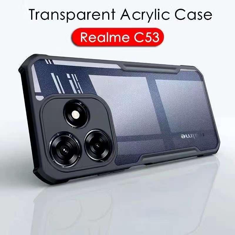 เคสกันกระแทก ขอบสีหลังใส สำหรับ Oppo Realme C63 C61 C65 C67 C55 C53 C51 C35 C30 C12 C15 C11 C20 Note70 Note80 Note50