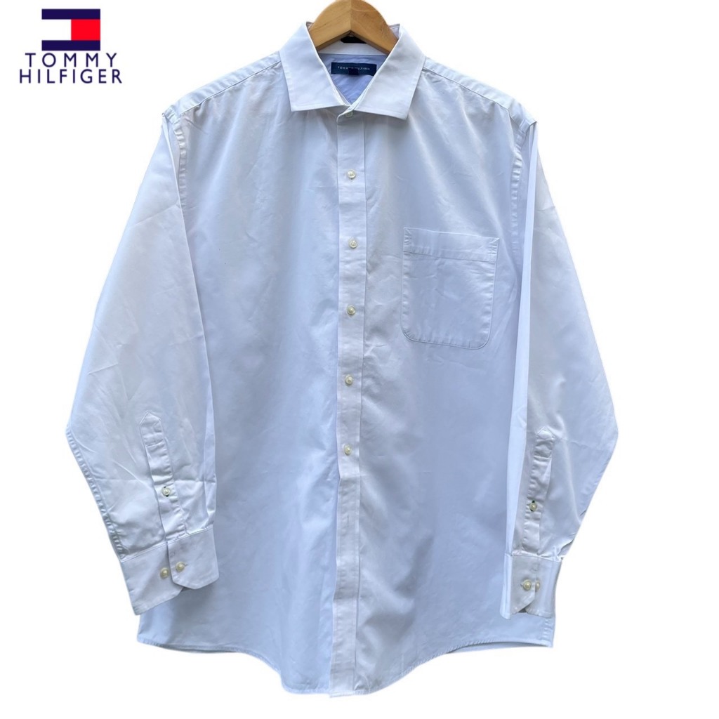 เสื้อเชิ้ต TOMMY HILFIGER WHITE BUTTON DOWN DRESS SHIRT Size L